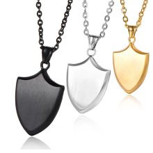 Shield gold plated protection personality creative custom stainless steel necklace pendant